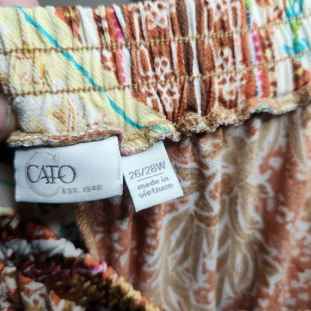 Cato Orange Yellow Pleated Maxi Skirt Resort Wear - Picture 3 of 4